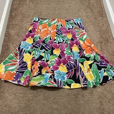 Lauren Ralph Lauren Byron Floral Cotton Knee Length Full Skirt Size 8 Pleated