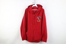Vintage 90s Disney Womens 3XL Distressed Mickey Mouse Full Zip Fleece Hoodie Red