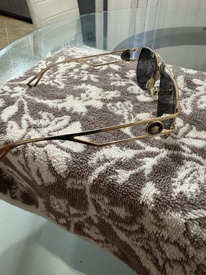 Versace Aviator Gold Metal Frame Black Tinted Plastic Lens Men's Sunglasses