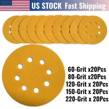 Grit Sanding Discs 5" 8-Hole Hook Loop Orbital Sander Paper 220-150-120-80-60