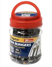 Cargoloc 10in Mini Bungees With Plated Steel Hooks, 20 Piece Pack