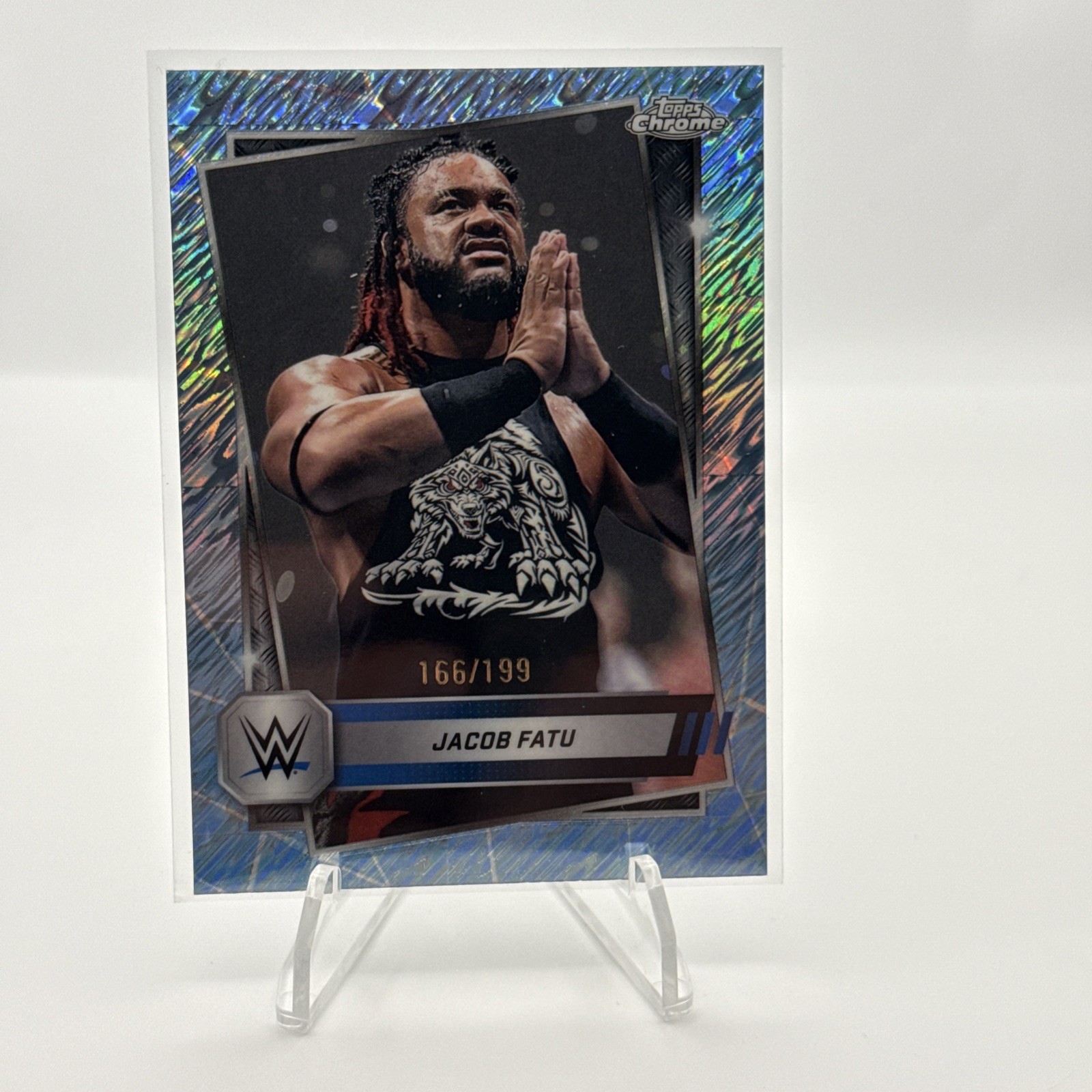 2025 Topps Chrome WWE - Jacob Fatu #100 Aqua Shimmer Refractor /199