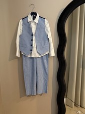 Tommy Hilfiger Boys 3 Piece Suit Set Size 4 Light Blue Shirt Vest Pants