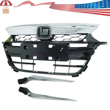 Fit Honda Accord 2018-2019 Black Front Bumper Grille+Headlight Molding
