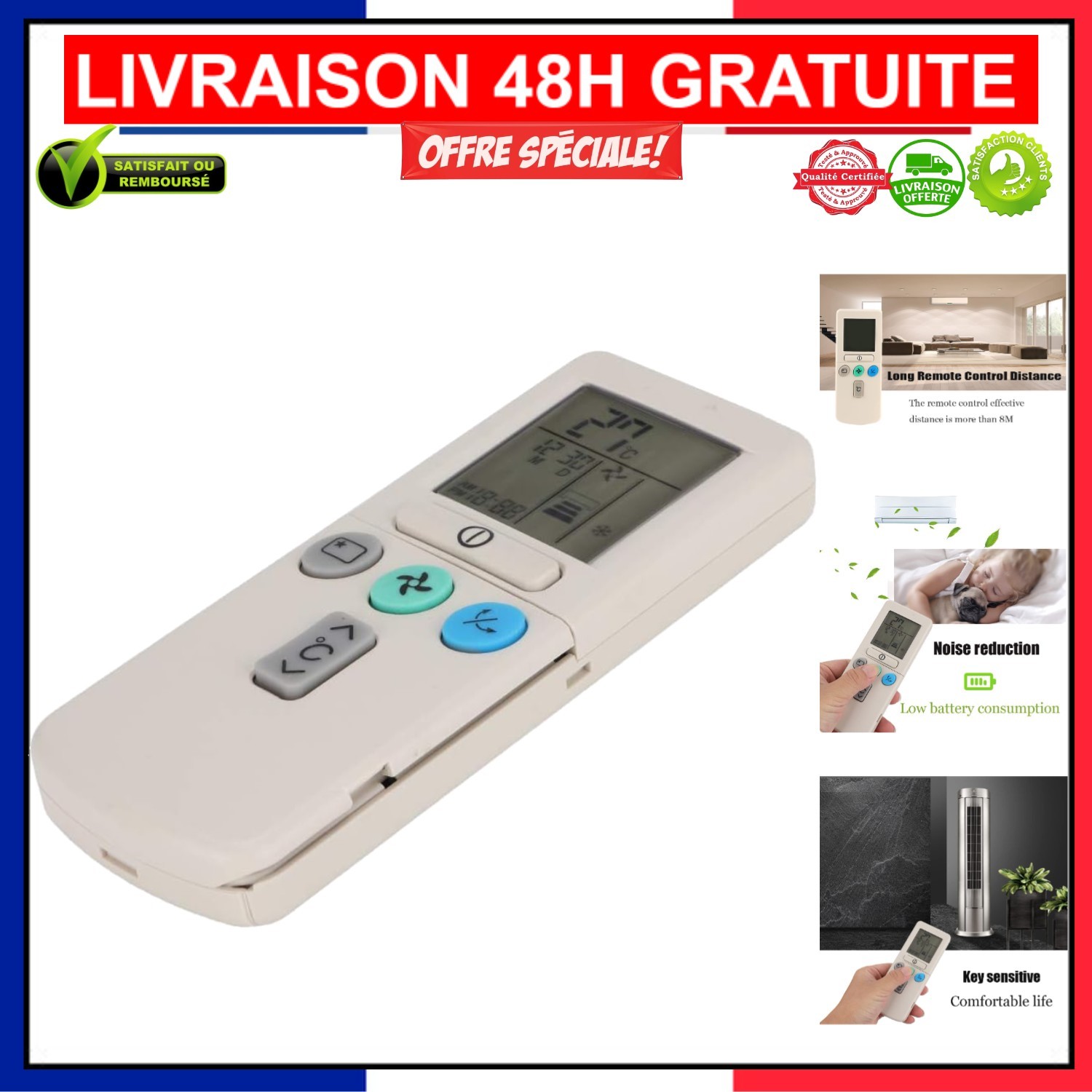 Télécommande universelle climatiseur RAR robuste en plastique ABS durable