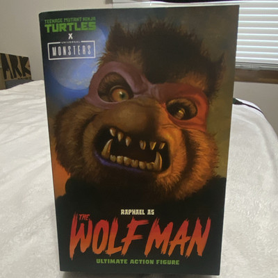 NECA TMNT Universal Monsters Raphael Wolf Man Ultimate Figure w/ Sai Beartrap