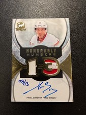 2012-13 UD The Cup Pavel Datsyuk Honorable Numbers Game Used Dual Patch Auto /13