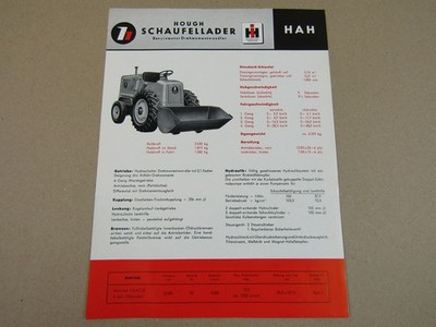 Prospekt IHC International Hough HAH Schaufellader mit Benzinmotor