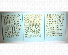 K4 G Scale Water Slide Decals Gold 1/2 Inch Extended Roman Letter Alphabet