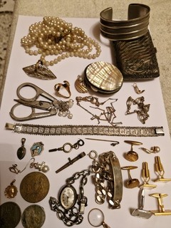 bijoux anciens Lot Monnaie Bracelet Argent nacre divers.......