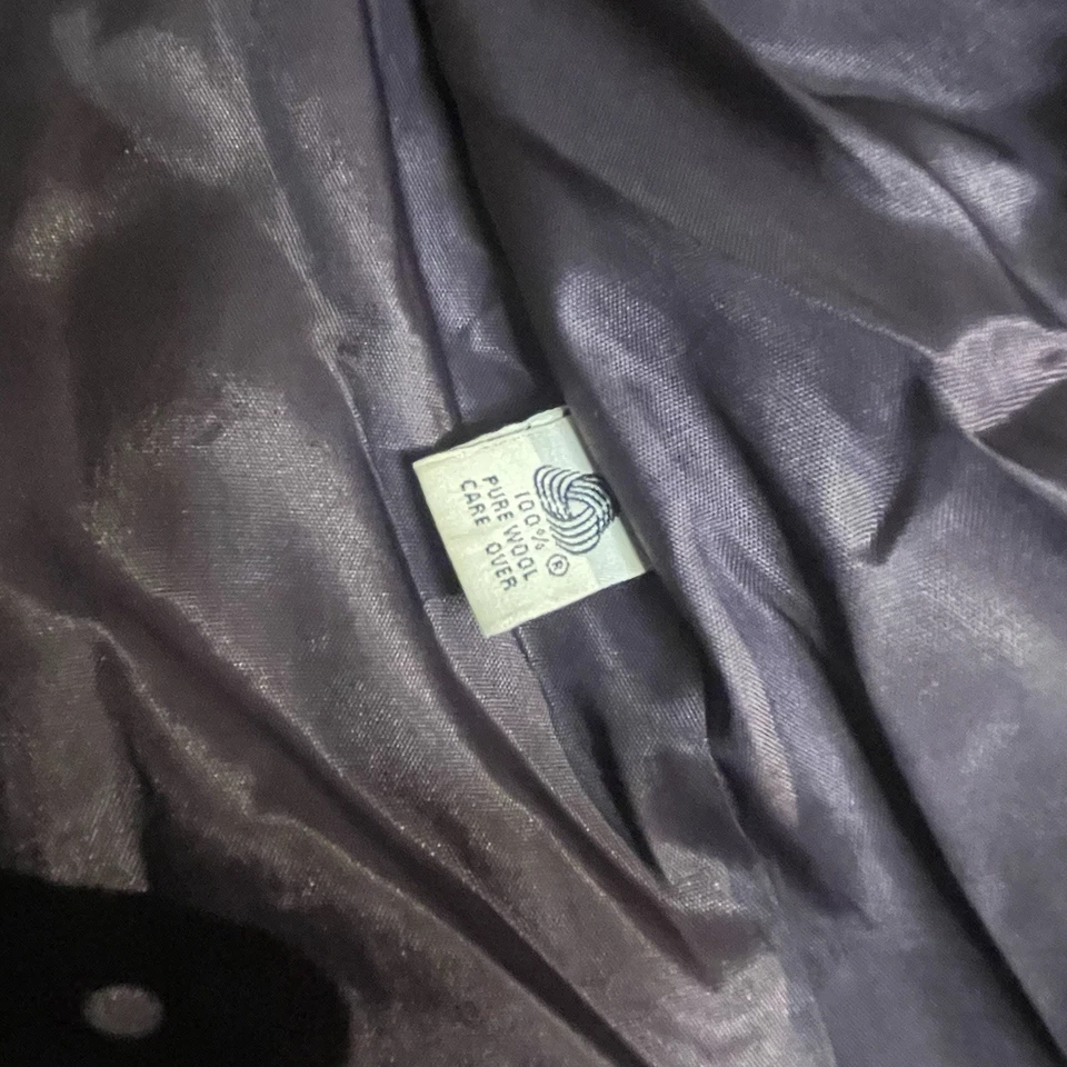 Abrigo Ashley Scott 100% Lana Columpio Estilo Medio Chaqueta Guisante Azul Marino De Colección M/L EE. UU. Foto 4 de 4