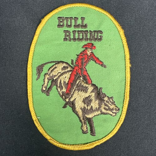 Rare HTF 70s 80s Rodeo Bull Riding Cowboy Cowgirl Patch Badge Sew On Western