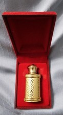 Boxed Vintage Gold Tone Detailed Perfume Bottle Green Stone