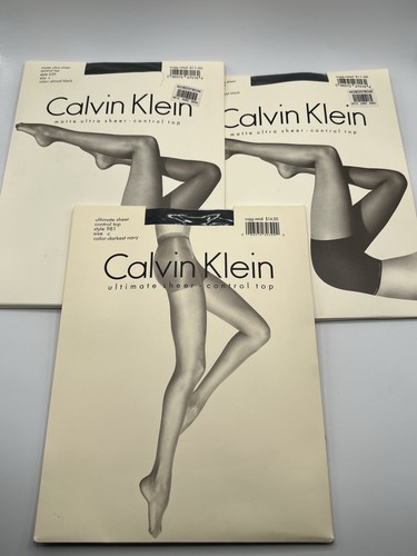 Calvin Klein Control Top Pantyhose Size C Lot of 3 Matte & Ultimate Sheer New