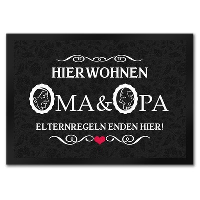 Hier wohnen Oma & Opa Fußmatte in 35x50 cm im Vintage-Look