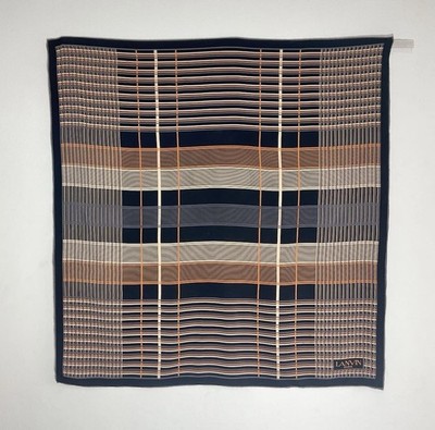 LANVIN PARIS women s Silk Luxurious Scarf In Dark Blue W A Striped Pattern35''/34