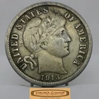 1913 Barber Silver Dime, 90% Silver, Partial Liberty - #C57638NQ