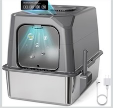 Smart Odor Control XXL Stainless Steel Litter Box for Big Cats, Multiple Cats...