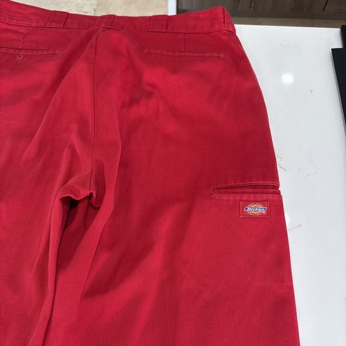 Dickies Mens 38x32 Double Knee Wide Leg Mechanic Pants Red Big Man Work - Picture 11 of 13