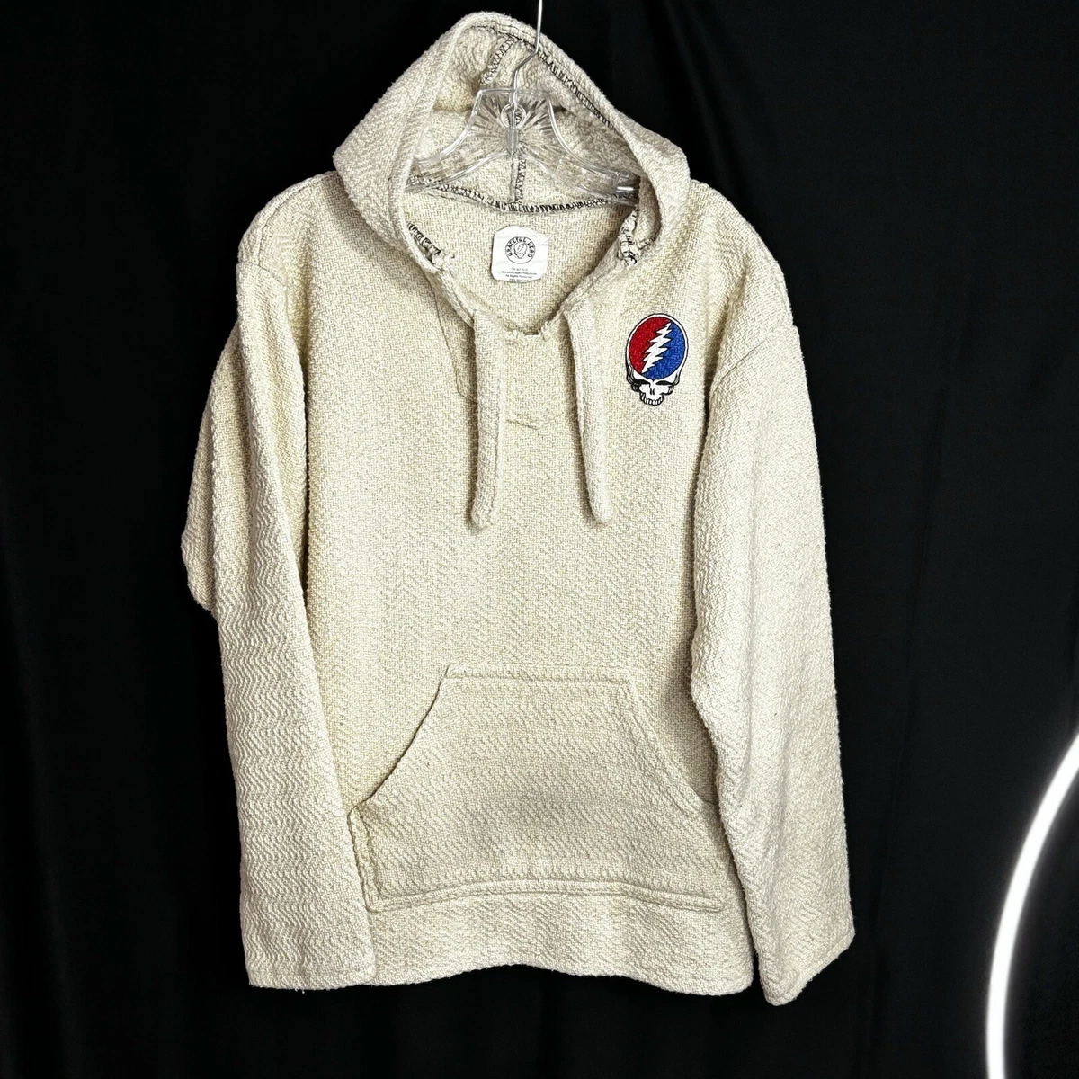 GRATEFUL DEAD Baja Pullover Hoodie Steal Your Face Skull Medium