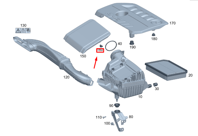 MB GLA H247 AMG Kugelkopf für Luftfilterabdeckungshalterung A0009932960