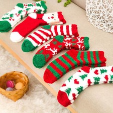 Women Men Santa Coral Fleece Xmas Warm Sleep Fluffy Winter Floor Christmas Socks