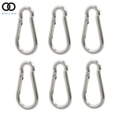 304 Stainless Steel Carabiner Clip Snap Hook Spring 3.15" (6 Pcs) Key Loops