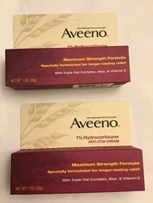 Aveeno Active Naturals 1% Hydrocortisone Anti-Itch Cream Maximum 1 oz Pack of 2