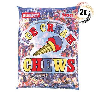 2x Bags Alberts Ice Cream Fruit Chews Assorted Flavors | 240 Candies Per Bag