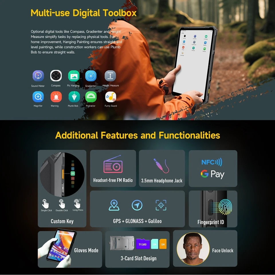 Ulefone Armor Pad 3 Pro 4G Rugged Tablet 8Gb+256Gb 33280mAh uSmart Connect HDMI - Image 4 of 4