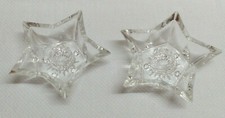 2 STAR-SHAPED CANDLE HOLDERS  5 POINT, Clear Glass, VINTAGE