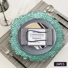 24*12.6in Round Charger Plates Plastic  Reef Plate Banquet Dinner Tableware Deco