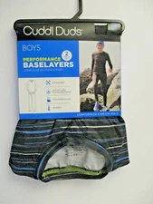 Cuddl Duds boys crew top bottoms Set size XL 16/18 blue stripe