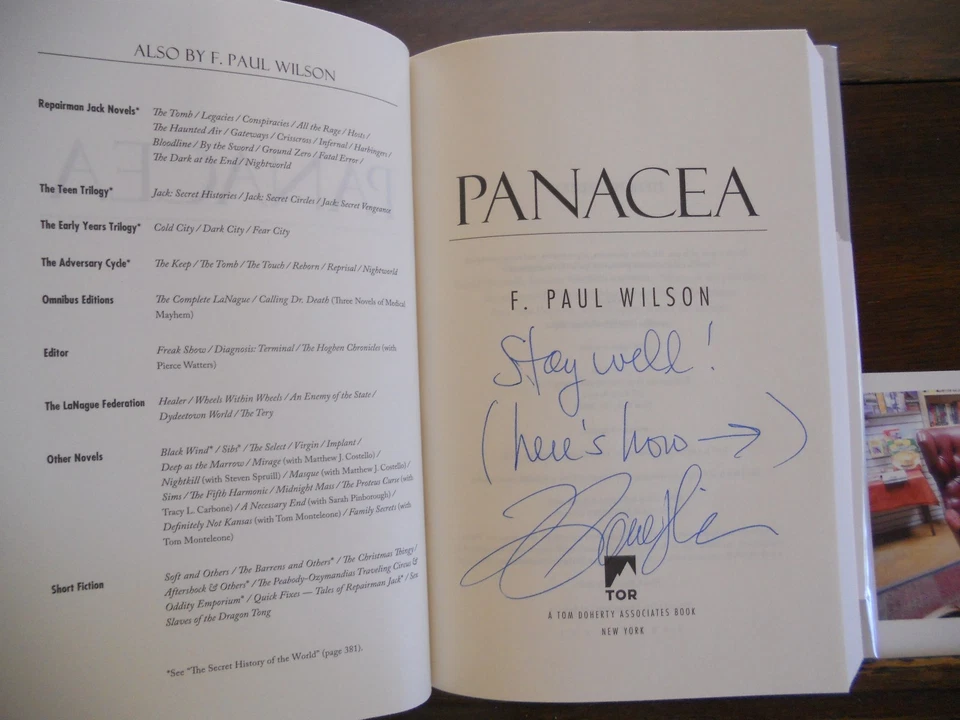 PANACEA by F. Paul Wilson, SIGNED & LINED, 1st ed/1st print (2016, Hardcover) - Image 3 of 4