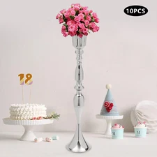10x Silver 29.1in Tall Flower Vases Wedding Table Centerpieces Flower Stand New