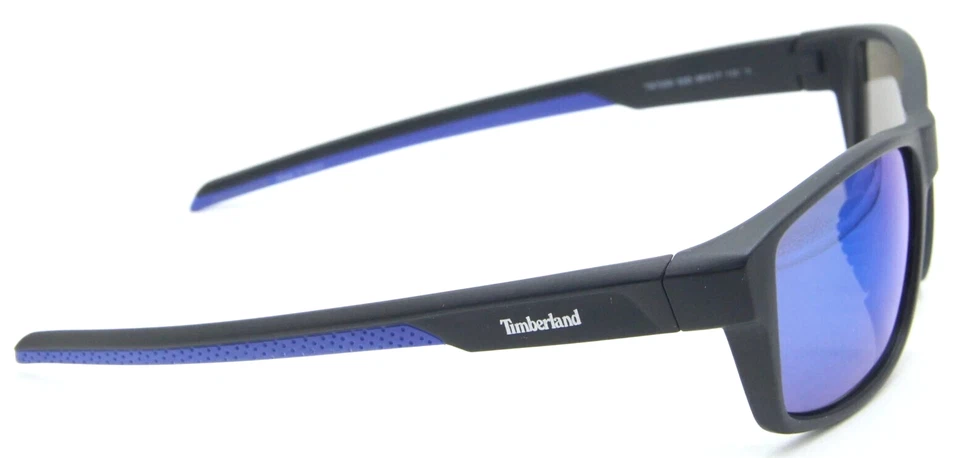全新 TIMBERLAND TB7200 02D 黑色蓝色 带蓝色闪光镜片 太阳镜 58-17 — 第 4/4 张图片