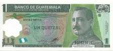 GUATEMALA 1 Quetzals; P-115b; UNC; 2011; features a Bank and the Quetzal Bird