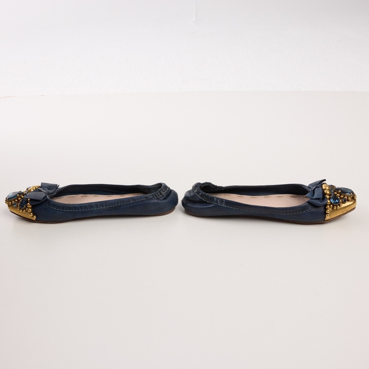 Miu Miu Blue Leather Ballet Flats Size EU 37 / US 7 | eBay