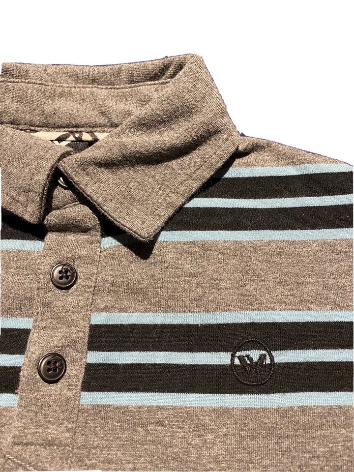 Shaun blanco a rayas con cuello largo para niños talla X pequeño usado en excelente estado gris azul Foto 2 de 4