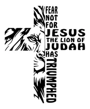Lion of Judah Sticker, Christian Faith Decal, Fear Not Jesus Cross Vinyl