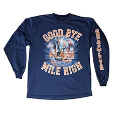 VTG 2001 Denver Broncos Long Sleeve T-Shirt John Elway Joe Montana Bye Mile High