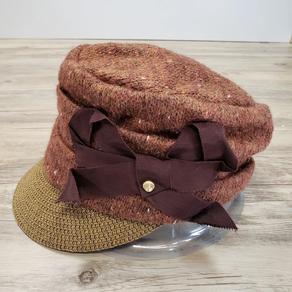 Grace Sombreros Gorra Cadete Pastillero Tejido Marrón Paja Bill Forro Floral Mujer Japón Foto 2 de 4