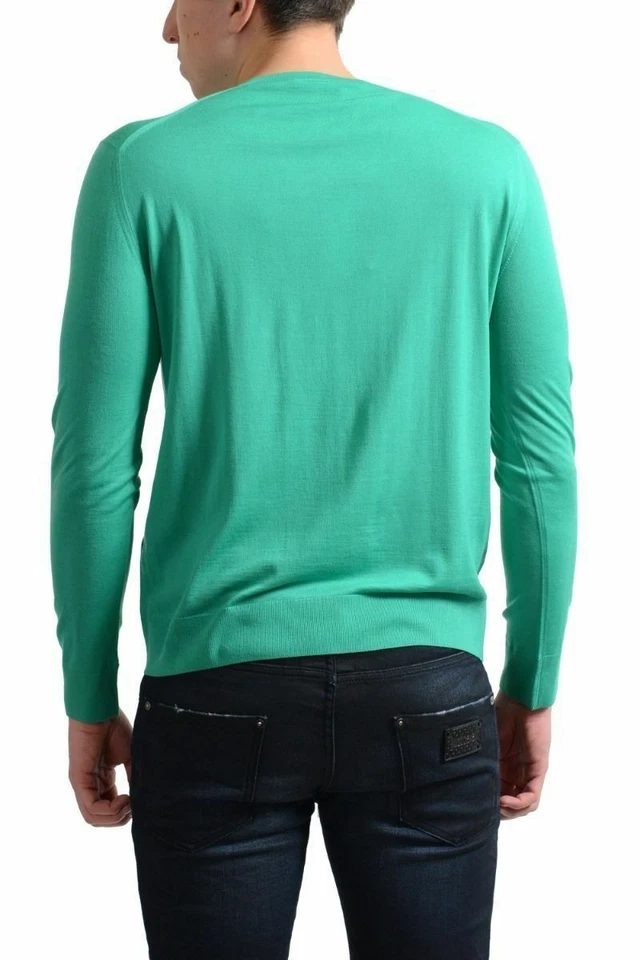 Suéter Pullover Prada Para Hombre 100% Lana Verde Claro Cuello en V Talla XS S M L Foto 2 de 4