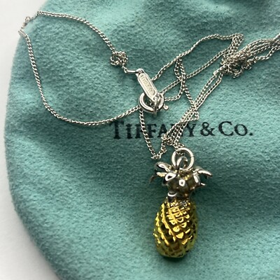 Tiffany & Co. 3D Ananas Charm/Anhänger - 18 Zoll Halskette