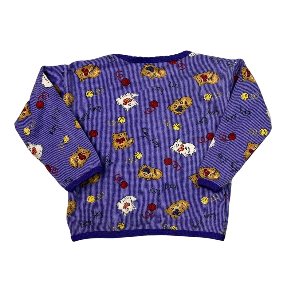 Vintage 80s AOP Cat Yarn Garanimals Lightweight Sweatshirt Purple Toddler 2T - Image 2 of 4