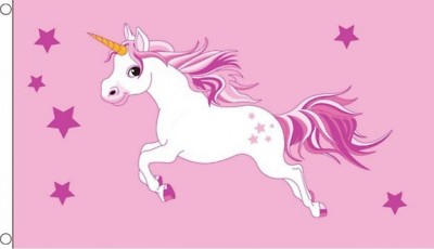 PINK UNICORN 5x3 feet FLAG 150cm x 90cm GIRLS CHILDRENS PARTY