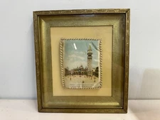 Vintage Saint Mark’s Venice Italy Bell Tower Tapestry Framed Woven Art