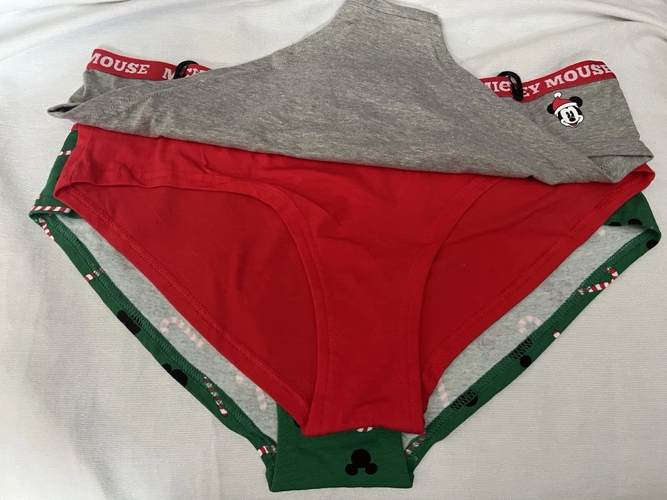 NUEVO Disney MICKEY MOUSE Navidad Algodón Elástico Hipster Paquete de 3 Para Mujer Talla 2XL Foto 3 de 4