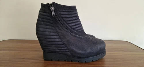 RARE Ash Tiffany Black Leather Platform Boots Zipper US9.5 / EU40 E96B