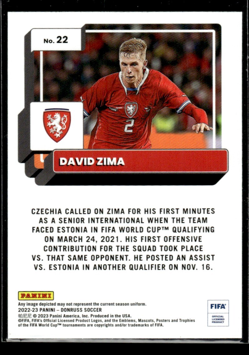 2022 Donruss Fifa Silver Flash David Zima Rookie Czech Republic #22